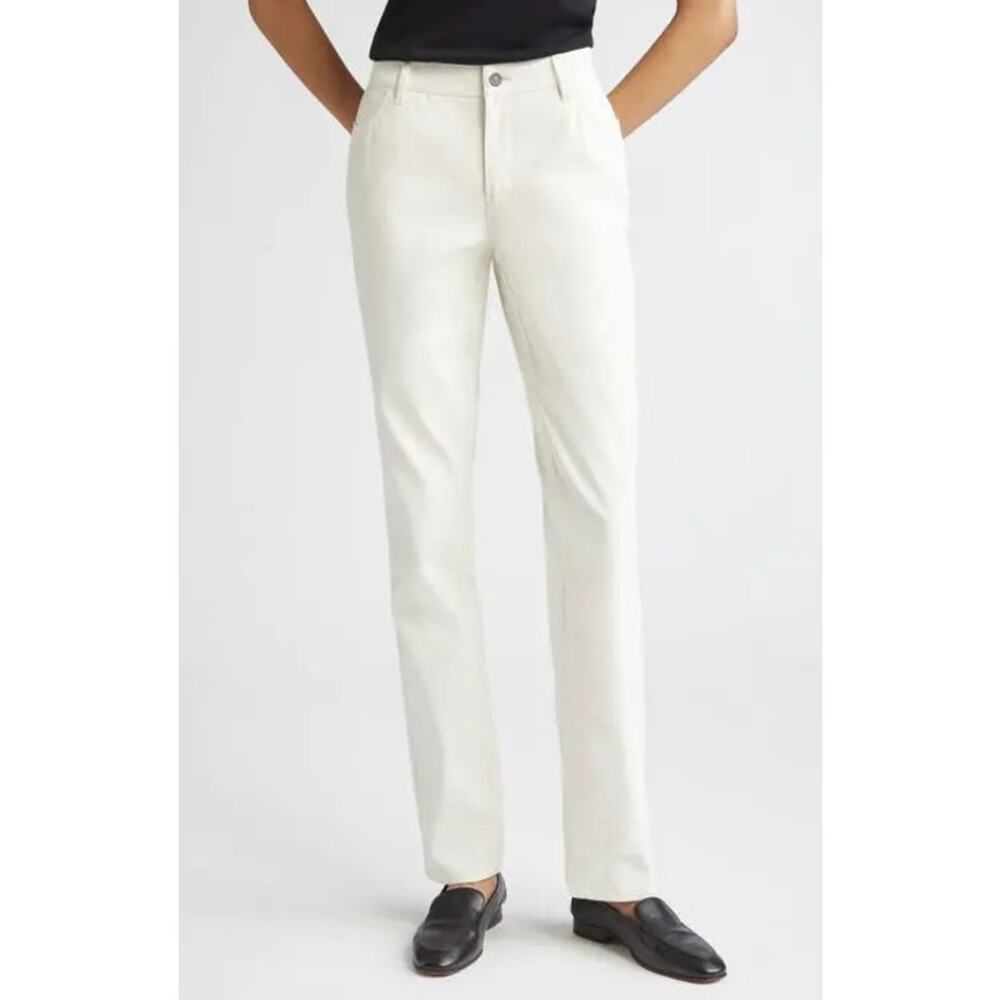 LAFAYETTE 148 Thompson Waxed Jean Ecru High Rise Slim Quiet Luxury Women's 12